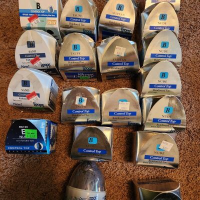 L'eggs Sheer Energy Control Top Pantyhose Vintage Lot Of 19 Size B